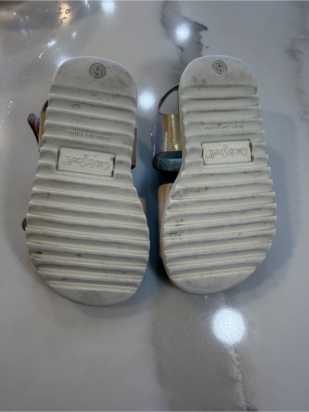 Cat & Jack Iridescent Pink Pearl Kids Buckle Sandals - Target - Picture 2 of 15